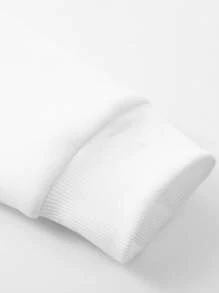 Manfinity Homme Standard Size White Fitted Drop Shoulder Crew Neck Pullover Sweatshirt, Suitable For Couples, Family, Party, New Year Eve, Spring Festival - White - View 5