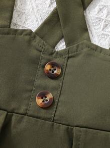 SHEIN 1 Stück marineblauer Trägerrock im College-Stil für Kleine Mädchen, geeignet für den Herbst