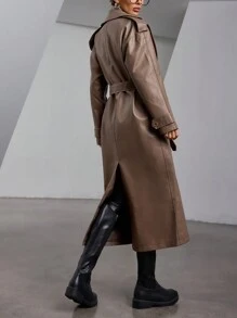 Aveloria Modichic 秋季风衣斗篷风格时尚优雅设计百搭简约中长夹克 - 卡其色 - 查看 3