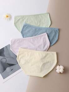 4 件套柔软弹力女士内裤，无缝简约内裤，舒适日常穿着，适合女孩 - 彩色 - 查看 6