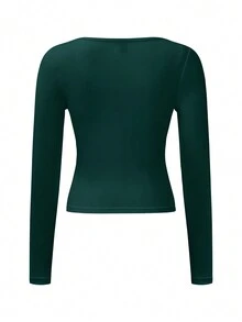 Chiquease Women's Solid Color Slim Fit Long Sleeve T-Shirt Fall Cloth For Women