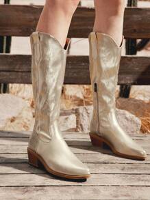 Styleloop Women's Fashion White Versatile Outdoor Party Classic Knee-High Boots Fall