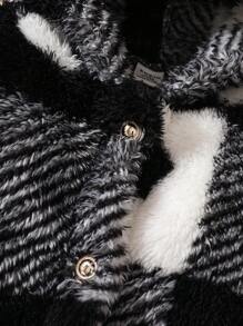 Baby Girls Plaid Heart Pattern Hooded Jacket, For Christmas