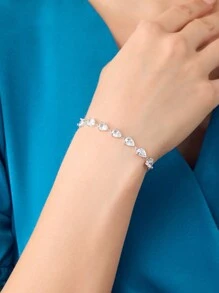 MOTF PREMIUM VÒNG TAY LÁ MẠ VÀNG 18K & VÒNG TAY ZIRCONIA KHỐI - Bạc - Xem 2