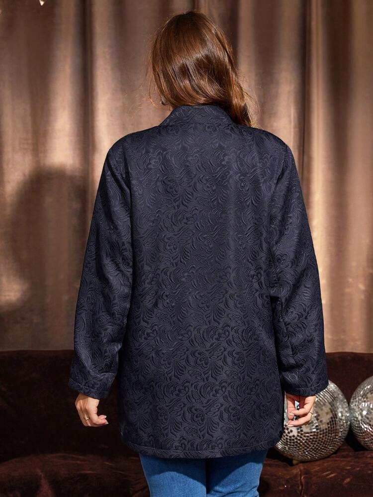 Plus Size Women's Textured Simple Daily Long Sleeve Jacket