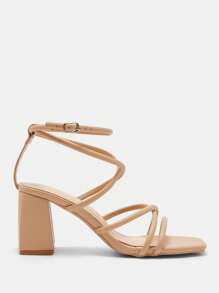 CUCCOO BIZCHIC Sandale cu curele la gleznă, cu bretele caise, toc gros, pentru navetă, întâlniri, petrecere, nuntă, vacanță Crăciun, toamnă, vacanță de revelion