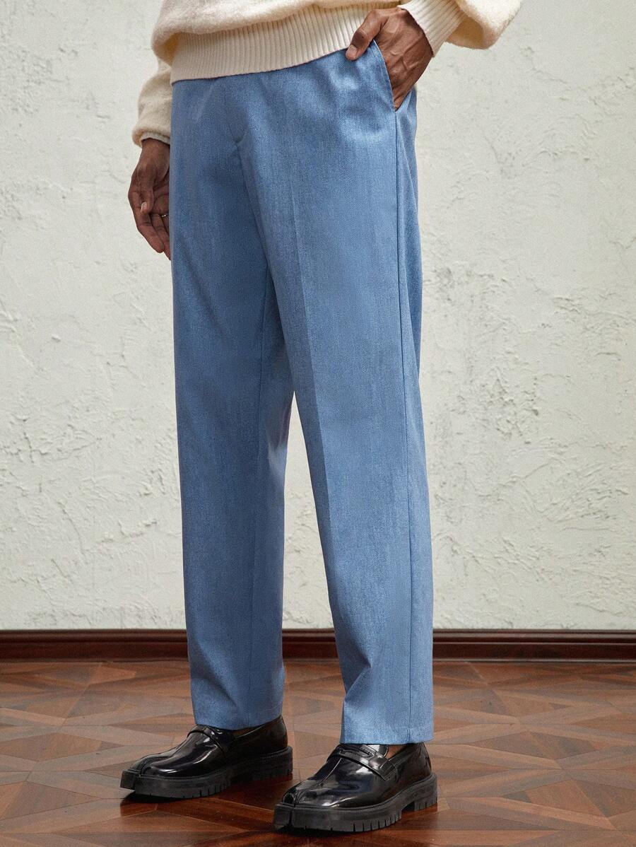 AKNOTIC Business Casual Quần ống đứng lưng vừa, dệt kim ôm vừa vặn cho nam - Rửa nhẹ - Xem 1