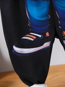 SHEIN 2pcs/Set Baby Boy Cartoon Bear Animal Pattern Casual Minimalist Long Sleeve Top And Long Pants Outfit, Suitable For Autumn - Multicolor - View 8