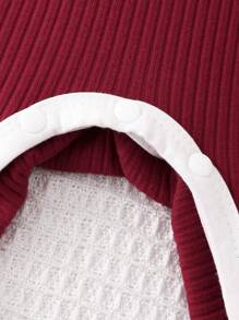 SHEIN 2pcs Boys Baby Casual Streetwear Digit & Letter Print Long Sleeve Jumpsuit With Hat, Suitable For Daily, Sports, Loungewear In Fall/Winter - Burgundy - View 7