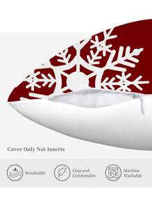 4pcs Home Office Bedroom Pillowcase Short Plush Boho Pillowcase Snowflake Tree Print Pillowcase (No Pillow Core) - Red - View 4