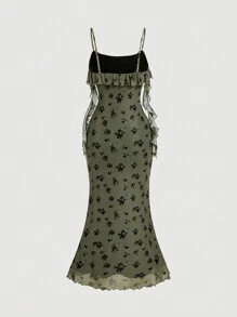 SHEIN MOD Váy đuôi cá màu xanh lá cây có viền xếp nếp hoa cổ điển, Váy thanh lịch, Váy nữ mùa thu/đông, Bãi biển, Tiệc tùng, Dạ hội, Váy nữ dự tiệc trưa, Váy dự tiệc cưới mùa thu, Thanh lịch, Cổ điển, Trang phục thập niên 90, Cottage Core, Thời trang Hàn Quốc, Trang phục du ngoạn cho phụ nữ, Cottage Core, Cô dâu xác chết, Hội chợ Phục hưng, Tiền cũ, Váy cô dâu xác chết, Váy phương Tây, Váy nữ màu xanh lá cây - Nhiều màu - Xem 2