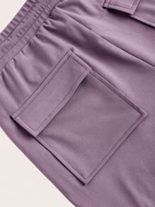 SHEIN EZwear 女款灰紫色针织紧身裤 - 淺灰紫 - 查看 7