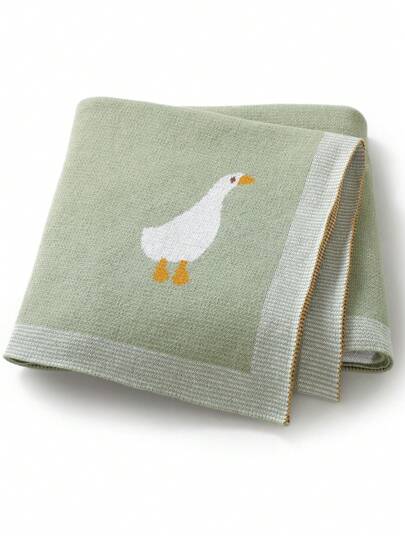 Infant Knitted Blanket, Cute Cartoon Goose Jacquard Baby Swaddle Wrap Stroller Quilt Nap Blanket, 4 Seasons Love Valentine