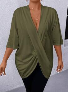 SHEIN Essnce Plus Size Women's Top, Out Top, T-Shirt,Going Out Tops, Cute Tops 4th Of July T-Shirt, Usa Top Fall Funny T Shirt,Teacher T Shirt