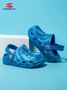 1 par de zuecos de madera azul marino suaves y lindos HOBIBEAR, sandalias de slip-on para bebés y niños pequeños, zapatillas transpirables para interiores y exteriores para niños y niñas