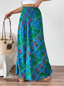 SHEIN LUNE 松紧腰宽松阔腿印花短裙 - 彩色 - 查看 6