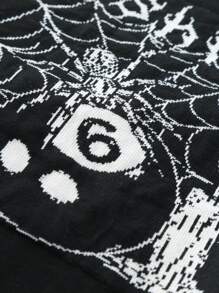 Manfinity Roghcode Men's Crew Neck Graphic Print Casual Knit Vest Halloween - Black and White - View 5