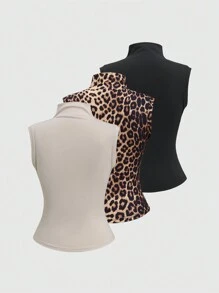 Sweetra Women's Summer Slim Fit Collared Camisole Graphic Tees Women Tops - Multicolor - View 2