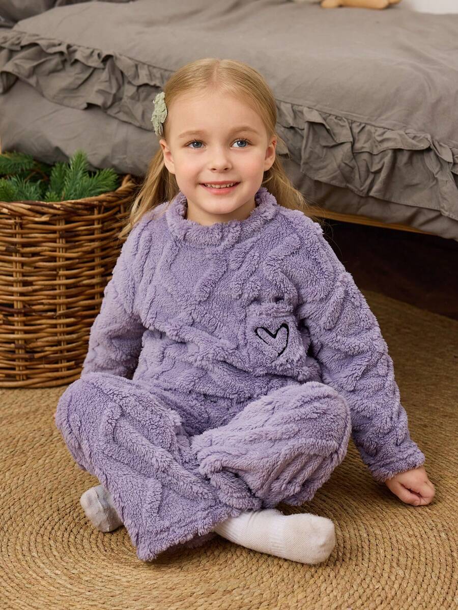 2 bộ đồ dài tay thêu họa tiết len dệt kim màu tím cho bé gái - Màu tím - Xem 1