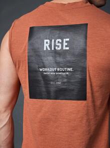 Manfinity Fitness Boyfriend Style Men's Simple Printed Sleeveless Sports T-Shirt & Tank Top Training