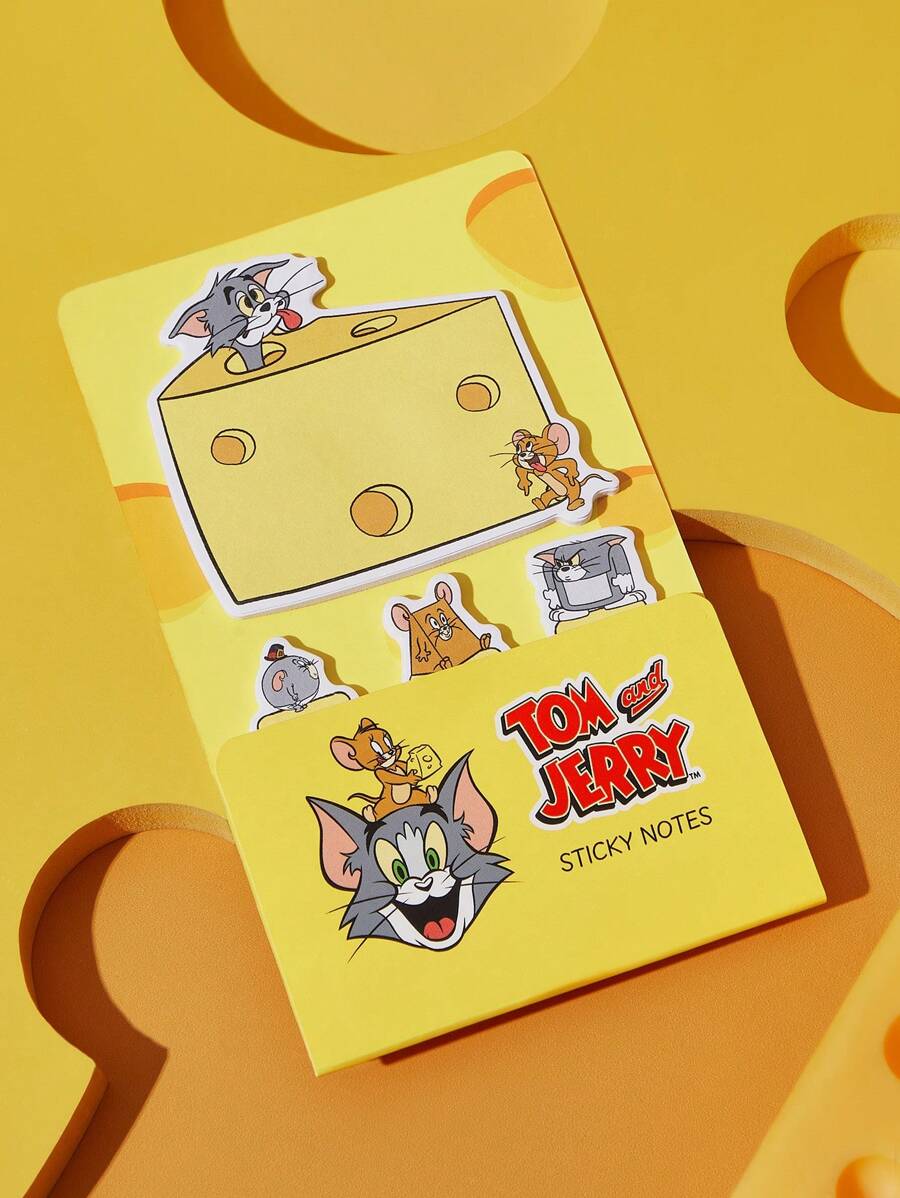 TOM & JERRY X SHEIN Giấy dán ghi chú có thể tháo rời và họa tiết hoạt hình - Màu vàng - Xem 1