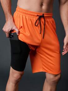 Manfinity Fitness 男友风男士抽绳腰口袋休闲健身运动短裤篮球上衣