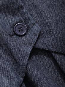 DAZY 女式纯色无袖修身 V 领背心和褶皱长裙牛仔套装，秋季服装 - 深色水洗藍 - 查看 9