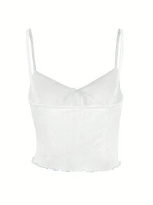 SHEIN EZwear 女士纯色网眼吊带背心（配领带） - 白色 - 查看 2