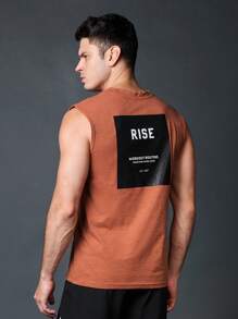 Manfinity Fitness Boyfriend Style Men's Simple Printed Sleeveless Sports T-Shirt & Tank Top Training