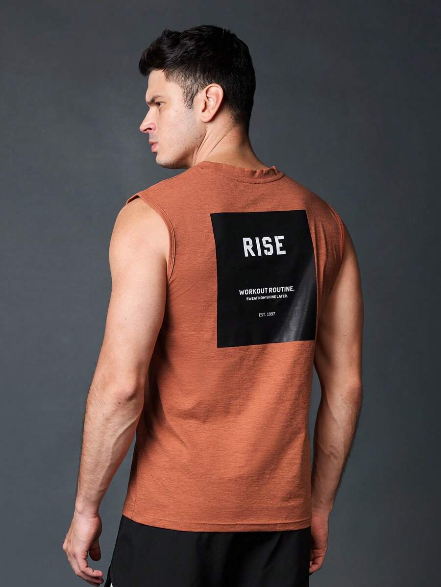 Manfinity Fitness Boyfriend Style Men's Simple Printed Sleeveless Sports T-Shirt & Tank Top Training