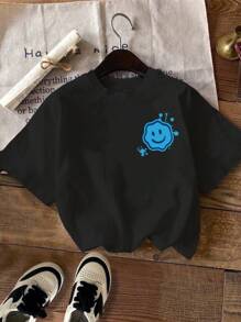 SHEIN ModeFlare Wear Camiseta casual de manga curta e gola redonda para meninos, adequada para o verão