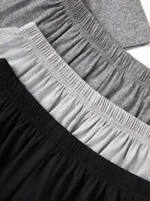 3件套女士标语印花圆领短袖短裤睡衣套装节日季 - 彩色 - 查看 3