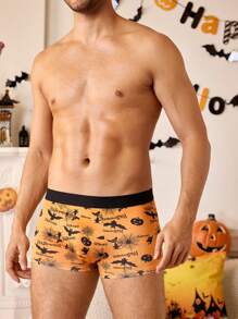 3pcs/Set Men's Letter & Bat Graphic Casual Boxers, Halloween - Multicolor - View 9