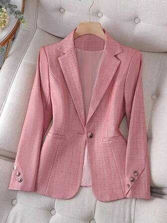 HOMEYEE 长袖复古优雅休闲商务专业办公室女士西装外套，秋冬