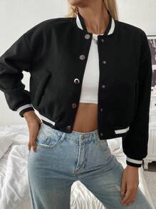 Chiquease Women's Contrast Color Collar, Cuffs And Hem Long Sleeve Jacket Fall Cloth For Women