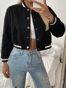 Chiquease Women's Contrast Color Collar, Cuffs And Hem Long Sleeve Jacket Fall Cloth For Women