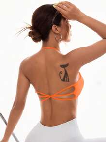 Easithlete Women's Solid Color Minimalist Backless Sports Bra For Fall