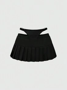 ROMWE Grunge Punk Punk Sexy Women Studded Mini Pleated Skirt