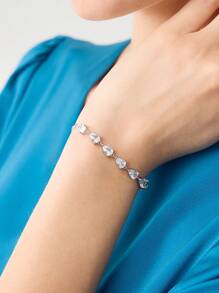 MOTF PREMIUM VÒNG TAY LÁ MẠ VÀNG 18K & VÒNG TAY ZIRCONIA KHỐI - Bạc - Xem 6