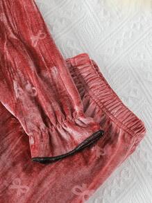 2pcs Girls Velvet Casual Comfy Pink Sweatshirt And Long Pants Pajama Set - Pink - View 7