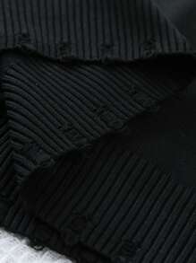 Manfinity Roghcode Men's Crew Neck Graphic Print Casual Knit Vest Halloween - Black and White - View 3