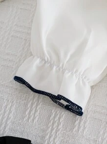 SHEIN 女童优雅宫廷风花卉吊带裤、衬衫和头饰套装 - 彩色 - 查看 12