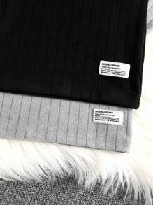 SHEIN 2 件装幼儿婴儿男童服装男童针织高领纯色长袖 T 恤，秋冬季休闲舒适服装 - 彩色 - 查看 4