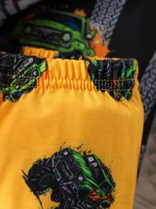 Bộ trang phục 4 món cho bé trai có in hình xe hơi hoạt hình, áo cổ tròn dài tay và quần, thời trang giản dị và thoải mái - Nhiều màu - Xem 6