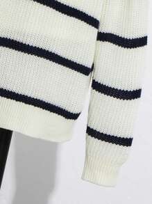 Kids/Tween Boy Casual Colorblock Striped Collar Henley Long Sleeve Sweater