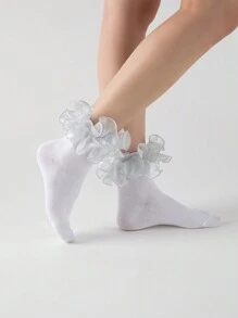 ROMWE Kawaii Tất cổ cao họa tiết hoa 3D dành cho nữ - Nhiều màu - Xem 3