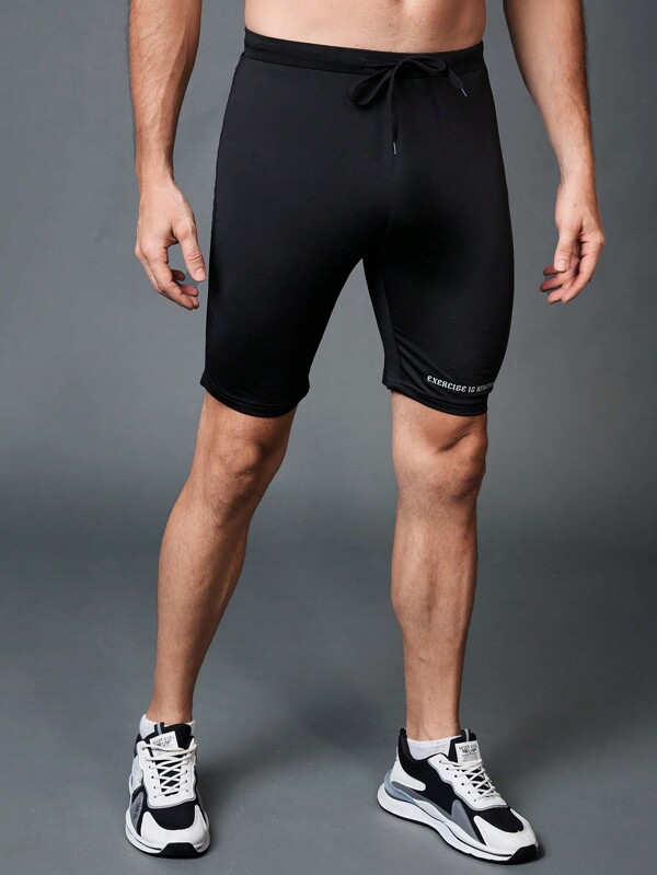 Manfinity Fitness Boyfriend-Stil Herren Sportunterwäsche mit Kompression-Oberteil, Kordelzug-Taille, Lässig mit Buchstaben-Muster