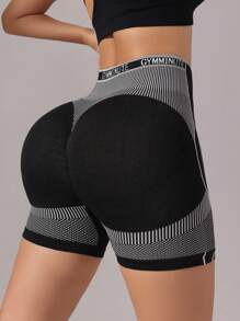 Easithlete Short de fitness sans couture stretch élevé rayé pour femmes, Short de sport, Short de gym, Short de cycliste
