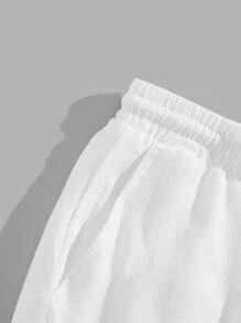 Manfinity BRENVOR Men's Solid Minimalist Daily Woven Pants - White - View 3