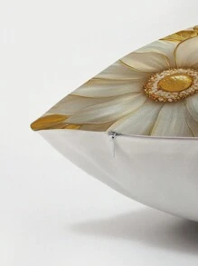 1pc Fashionable Floral & Pearl Pattern Printed Throw Pillow Cover, Home Decor Cushion Cover Without Insert, Suitable For Sofa, Living Room, Back To School, School Supplies - Multicolor - View 4